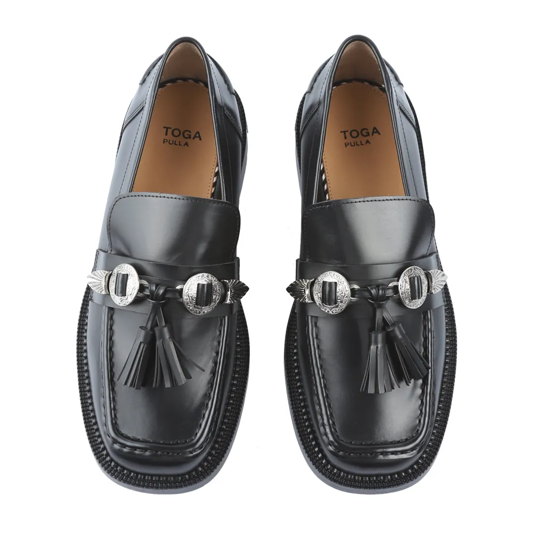 AJ1262 METAL PUMPS BLACK LEATHER