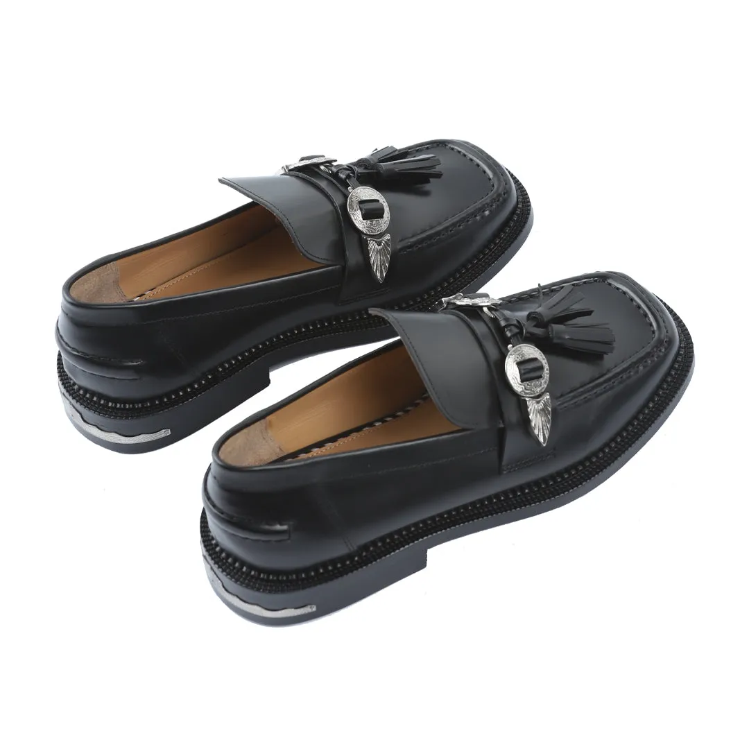 AJ1262 METAL PUMPS BLACK LEATHER