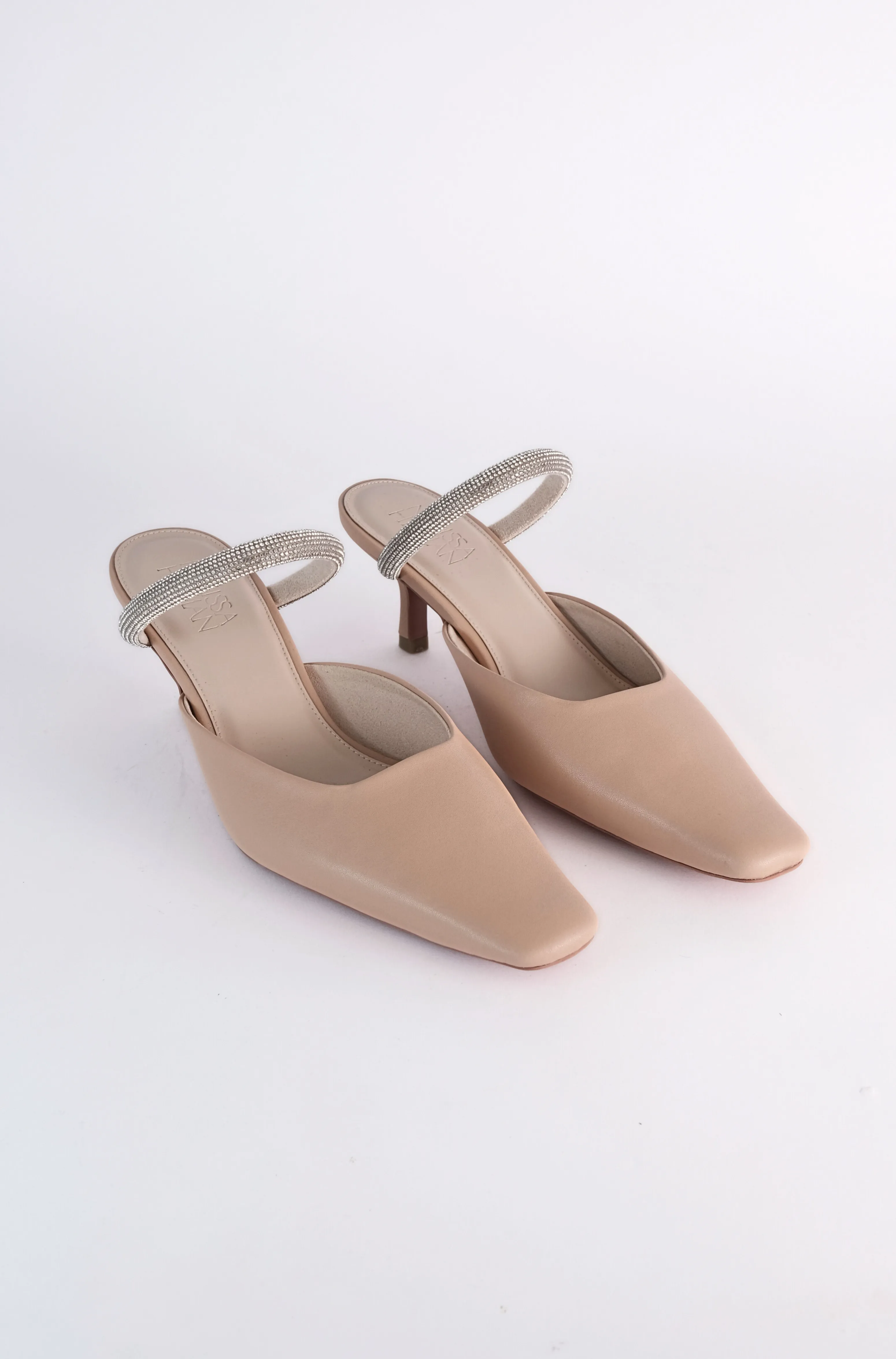 Amore Embellished Strappy Mules (Light Brown)