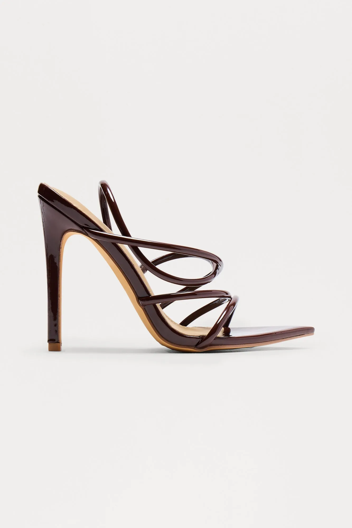 Ayala Patent Slingback Heels - Chocolate
