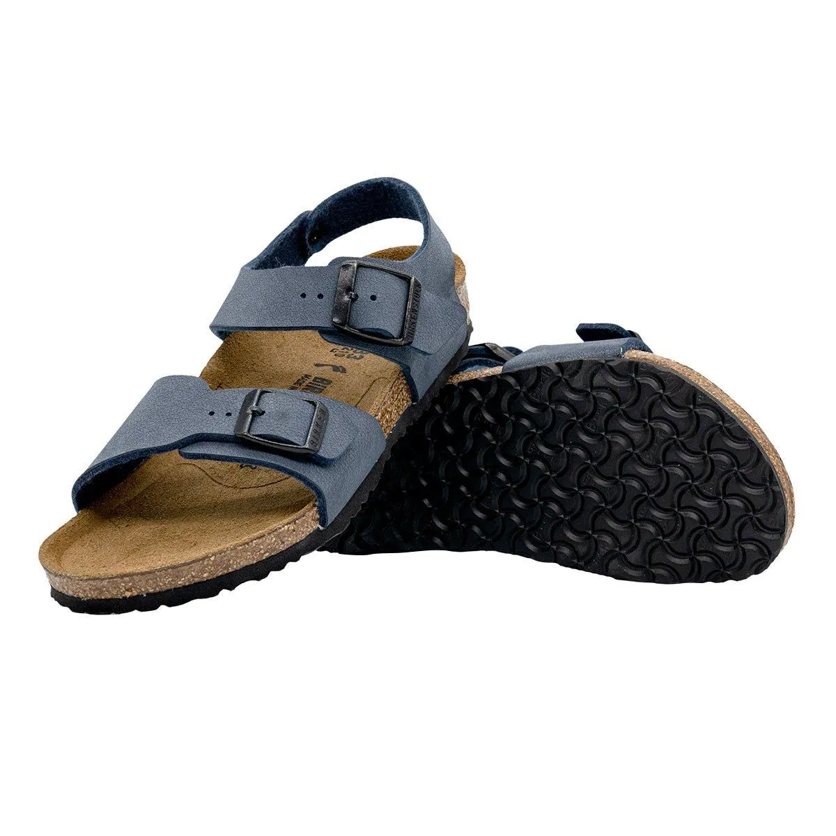 Birkenstock Rio Strap Flat Sandals Fabric Blue Colour For Kids