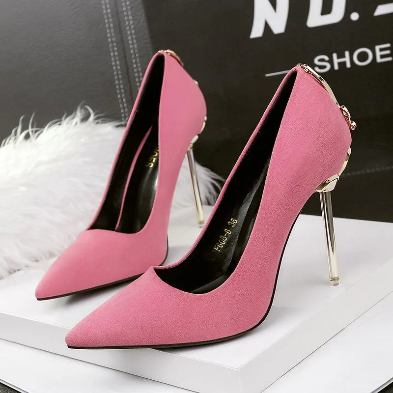 Chicvane Metal Bow Pointed Toe Stiletto Heel Pumps Bridal Shoes