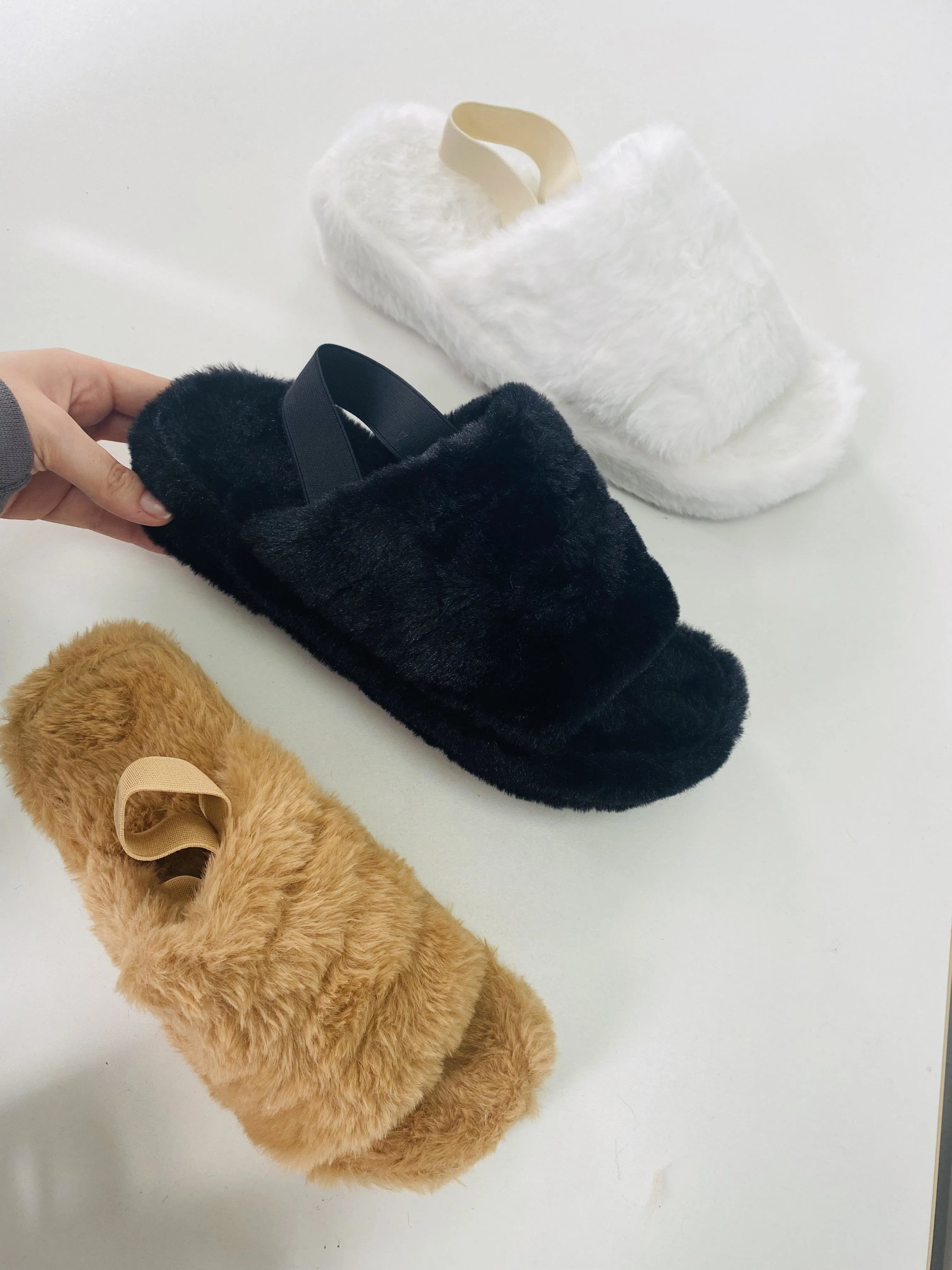 Codie Faux Fur Chunky Sling Back Sliders