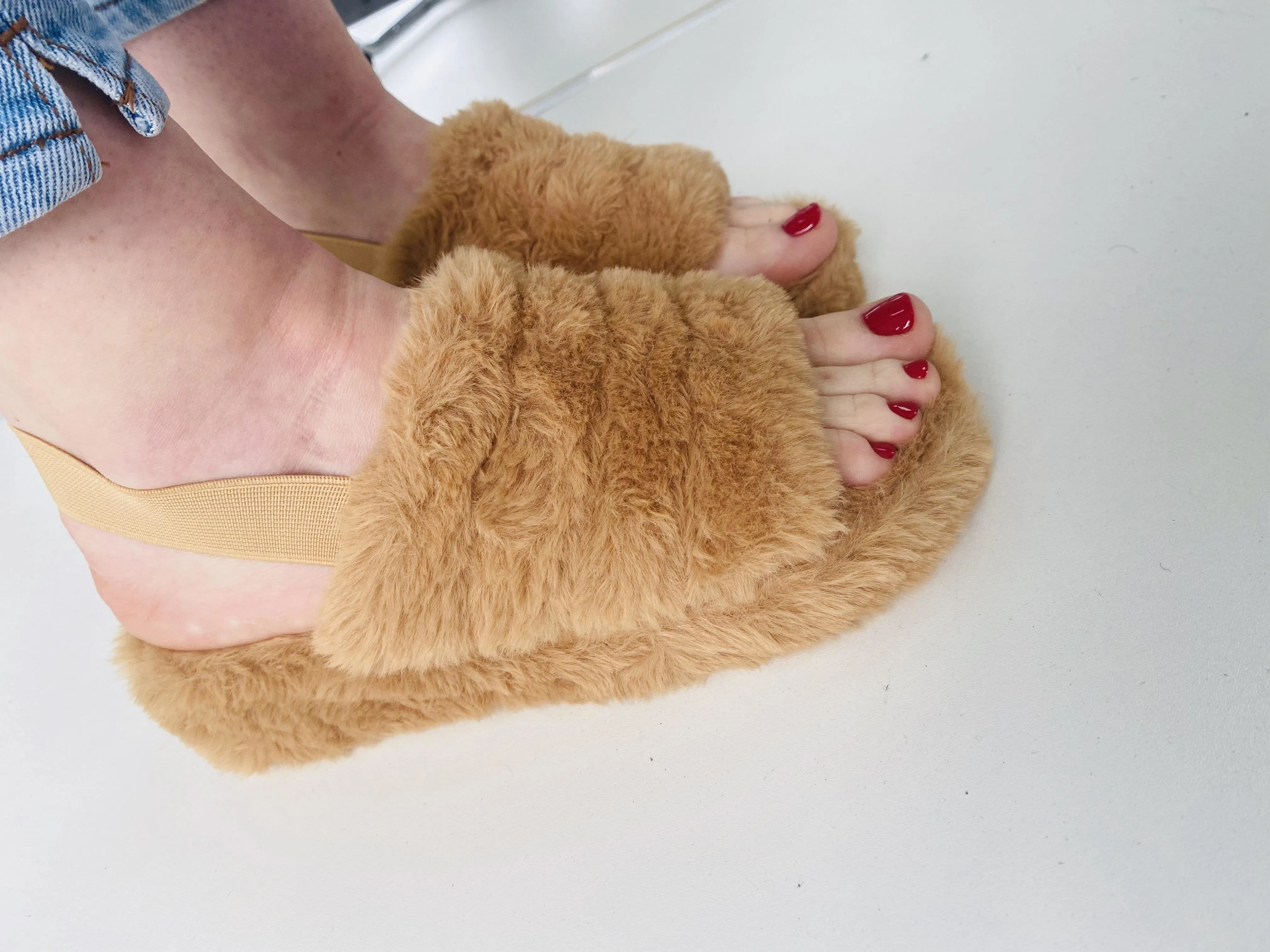 Codie Faux Fur Chunky Sling Back Sliders