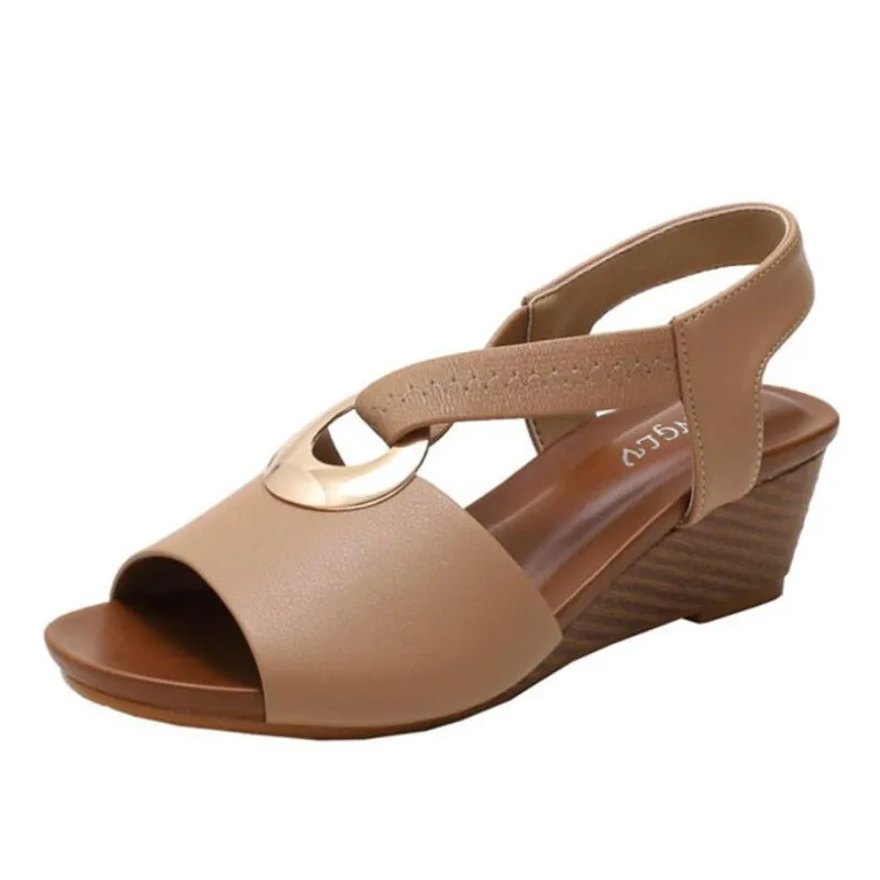 Cuzcare Casual Walking Sandals Women Back Strap Comfy Toe Wedge Sandals Trendy Beach Fashion