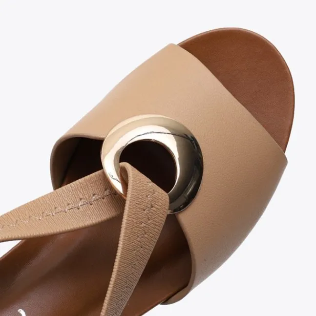 Cuzcare Casual Walking Sandals Women Back Strap Comfy Toe Wedge Sandals Trendy Beach Fashion