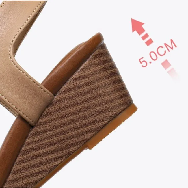 Cuzcare Casual Walking Sandals Women Back Strap Comfy Toe Wedge Sandals Trendy Beach Fashion