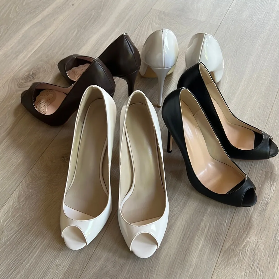 Dark Brown Peeptoe Pumps