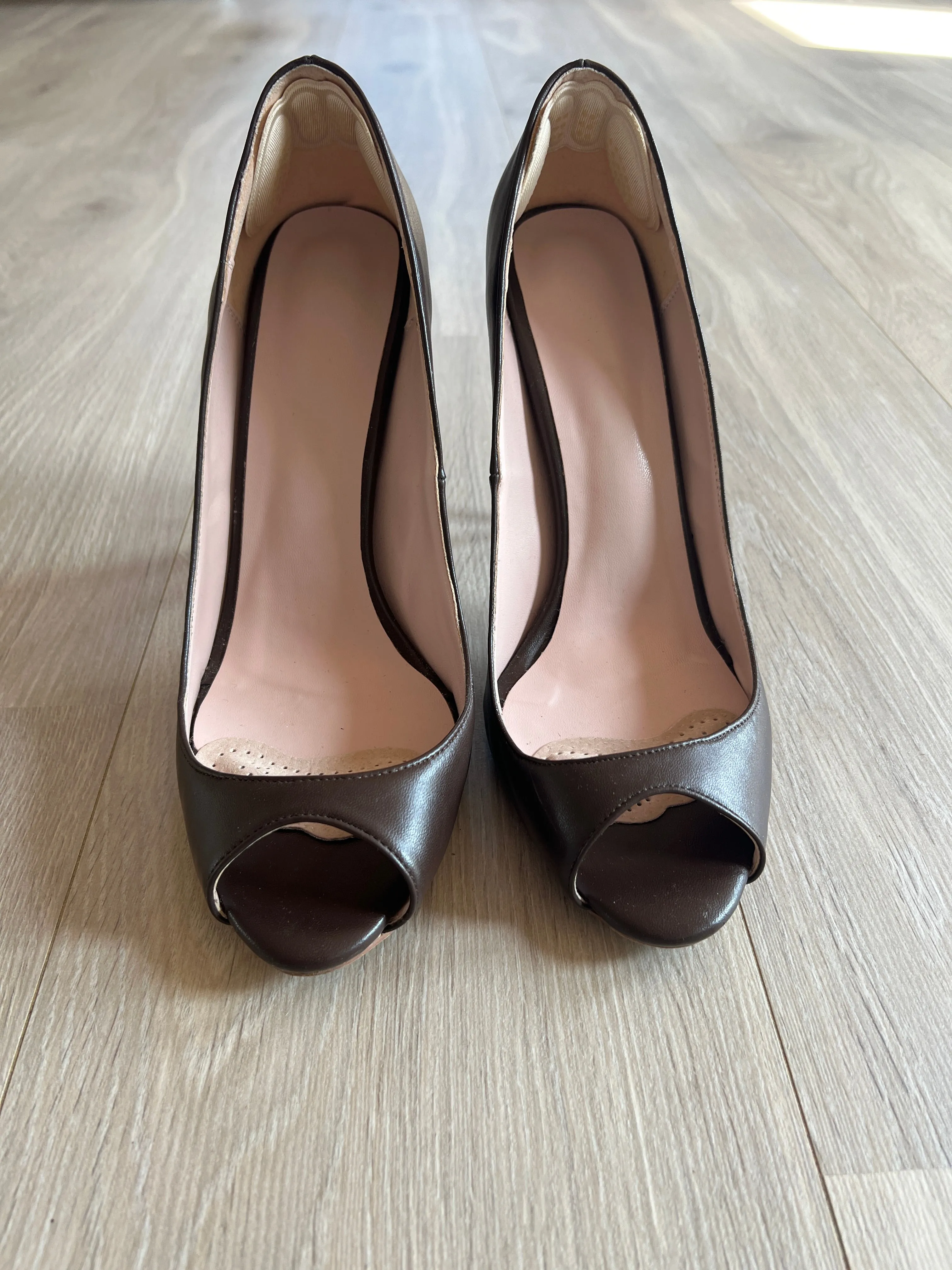 Dark Brown Peeptoe Pumps