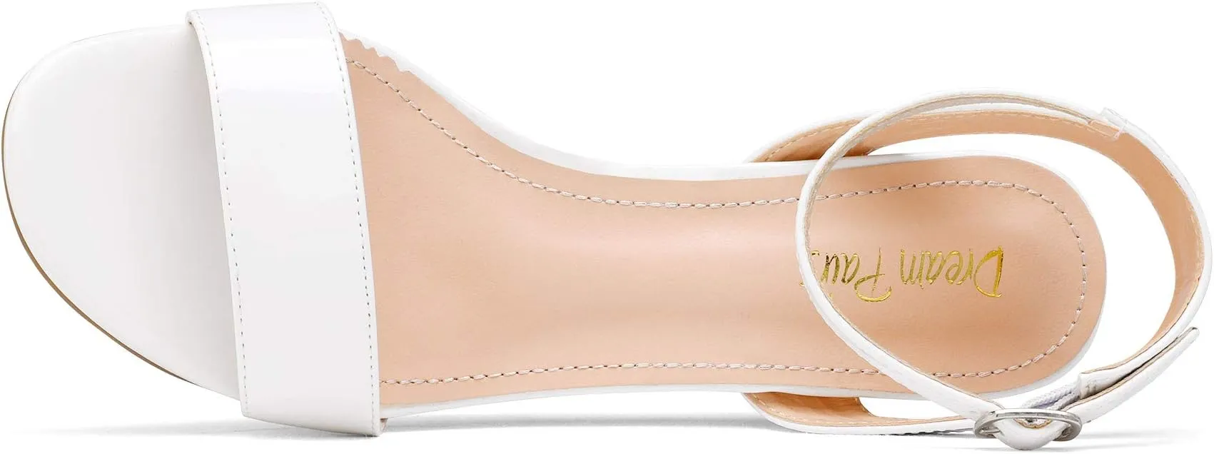 Dream Pairs Stecy-1 White Pu Fashion Ankle Strap Stiletto Open Toe Heeled Sandals