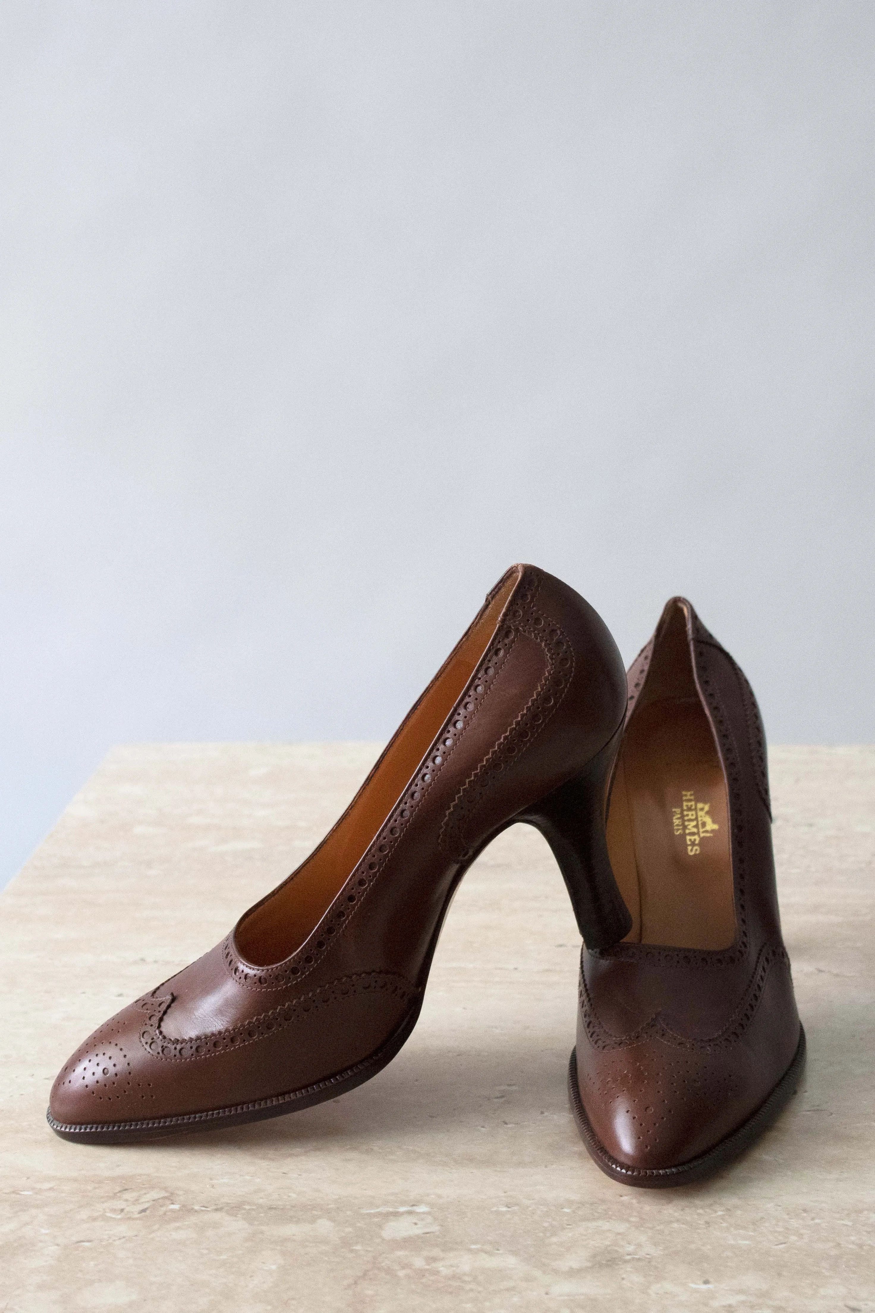 Hermes Brown Leather Heels