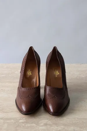 Hermes Brown Leather Heels