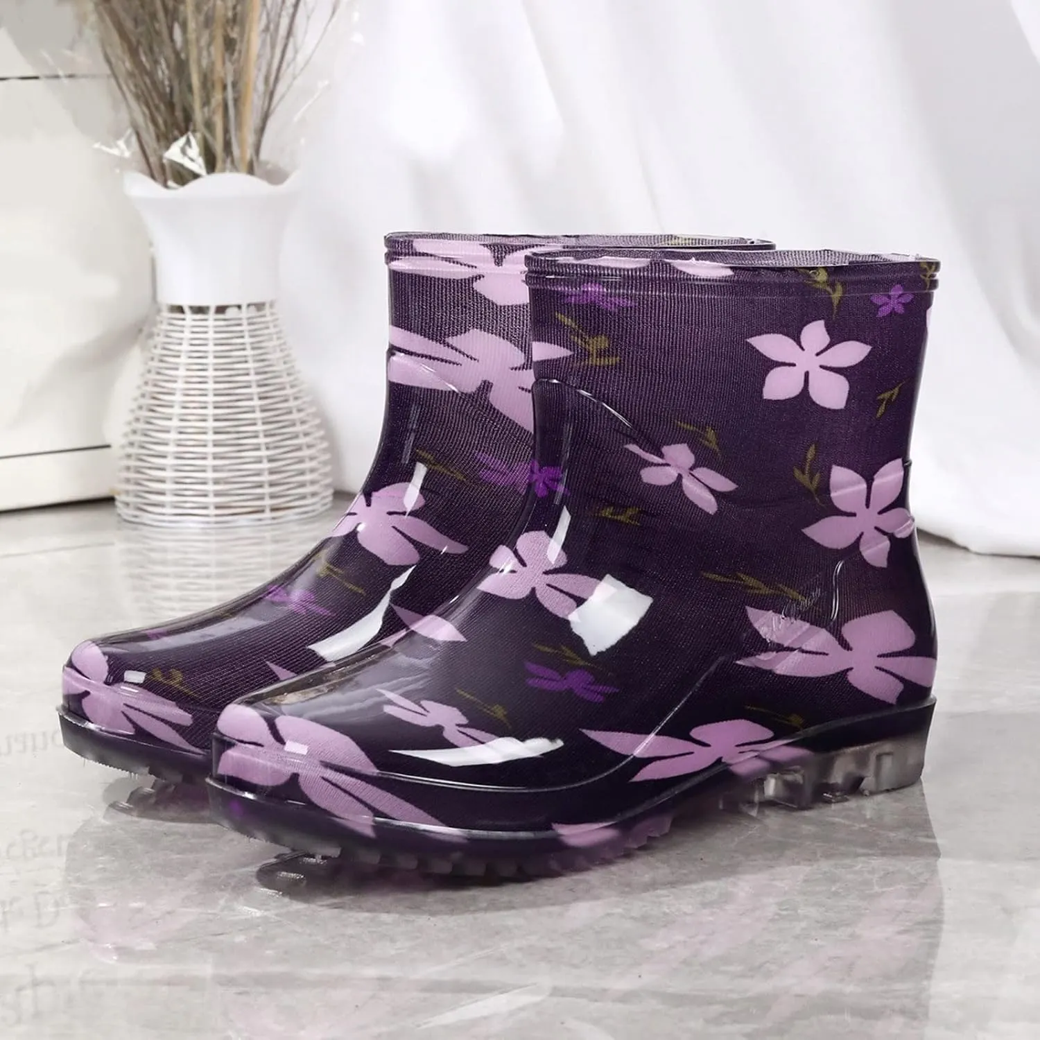 Rain Boots Women Women's Ankle Rain Boots Waterproof Garden Shoes Outdoor Rain Shoes for Hunting Gardening Farming