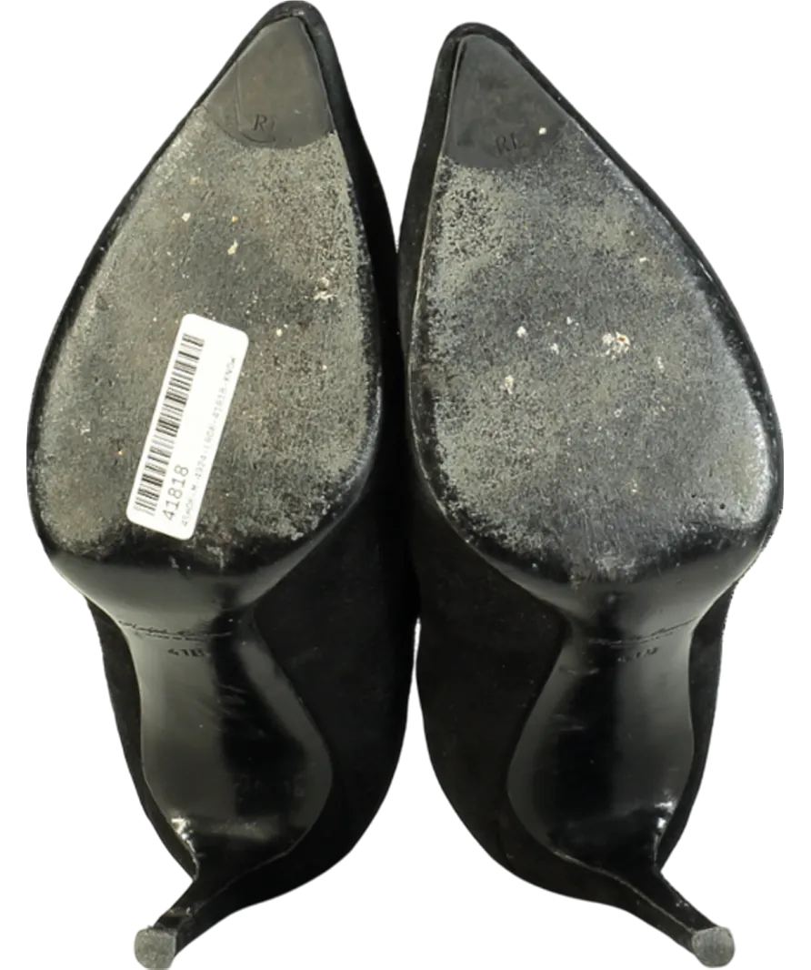 Ralph Lauren Black Suede Pointed Boot Heels UK 8 EU 41 