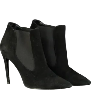Ralph Lauren Black Suede Pointed Boot Heels UK 8 EU 41 