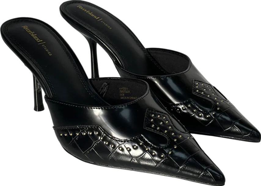 River Island Black Pointed Slip On Heels UK 5 EU 38 