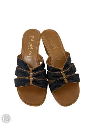 Sandals Heels Wedge By Clothes Mentor In Blue Denim, Size: 9.5
