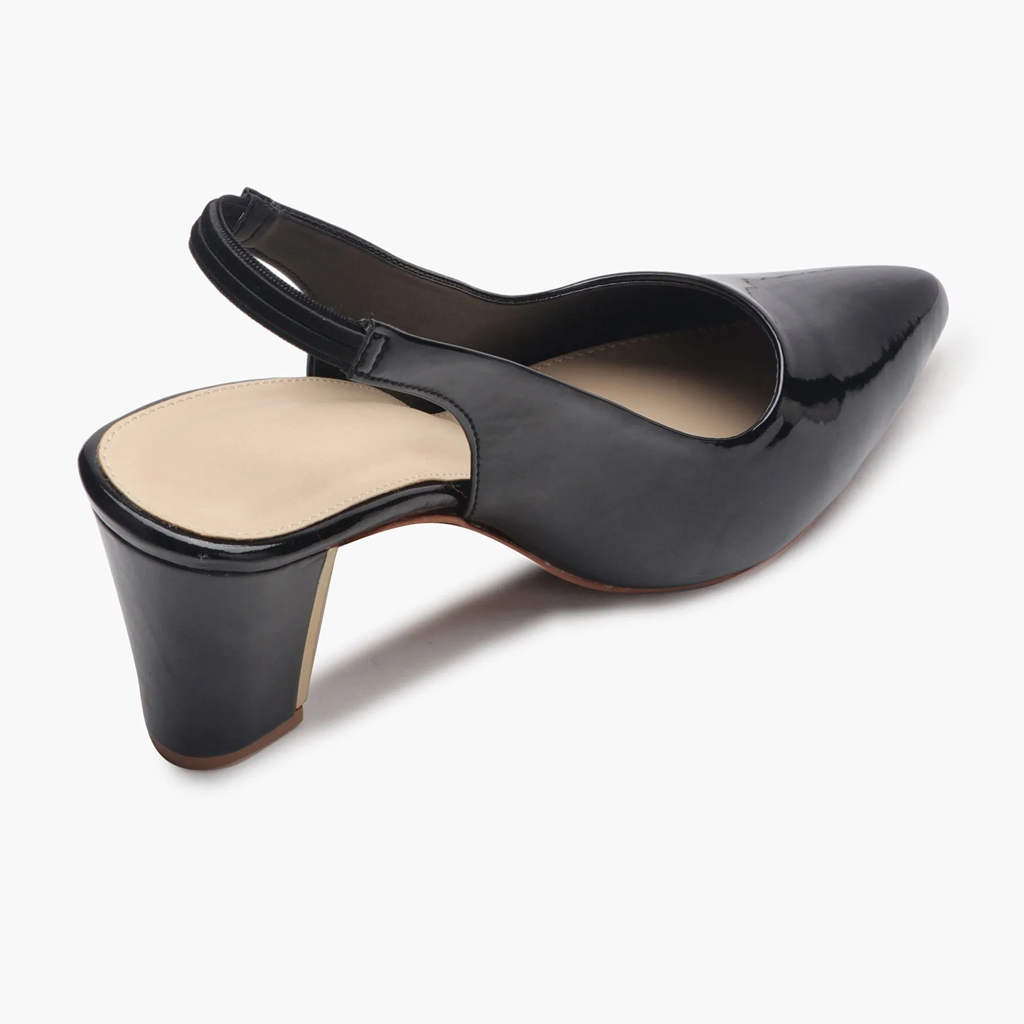 Slingback Patent Pumps