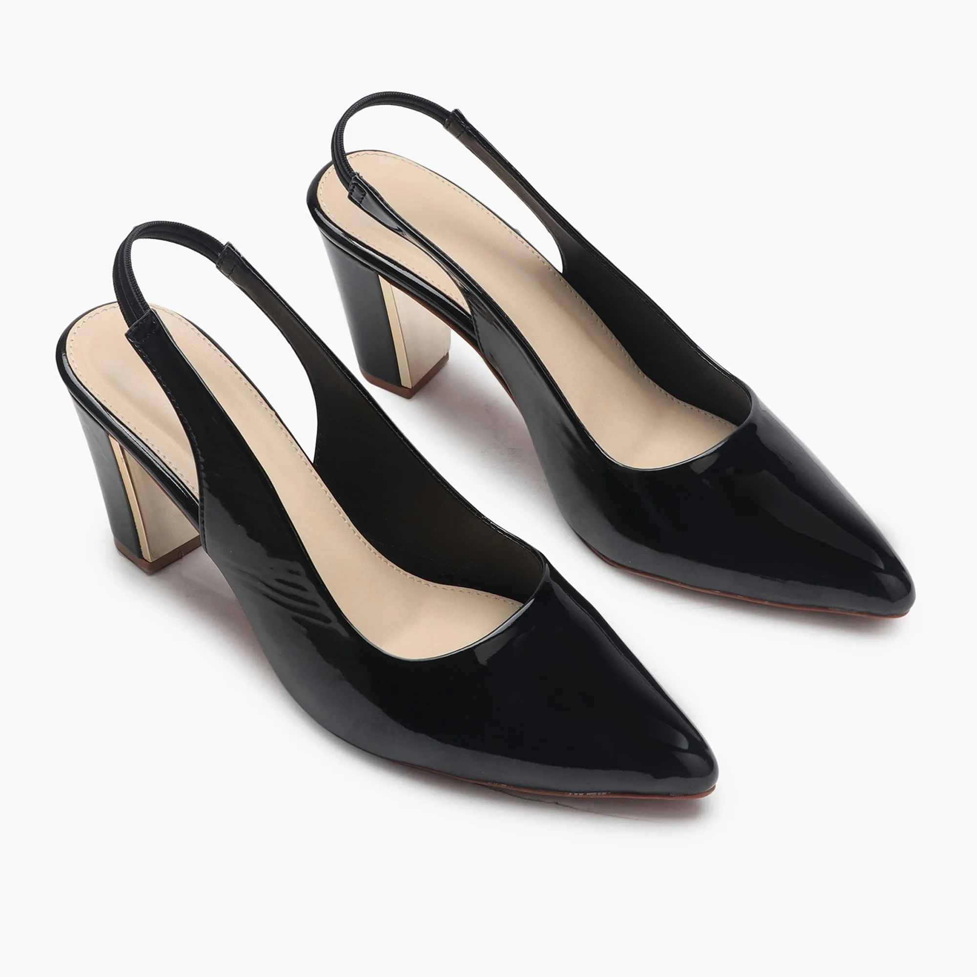 Slingback Patent Pumps
