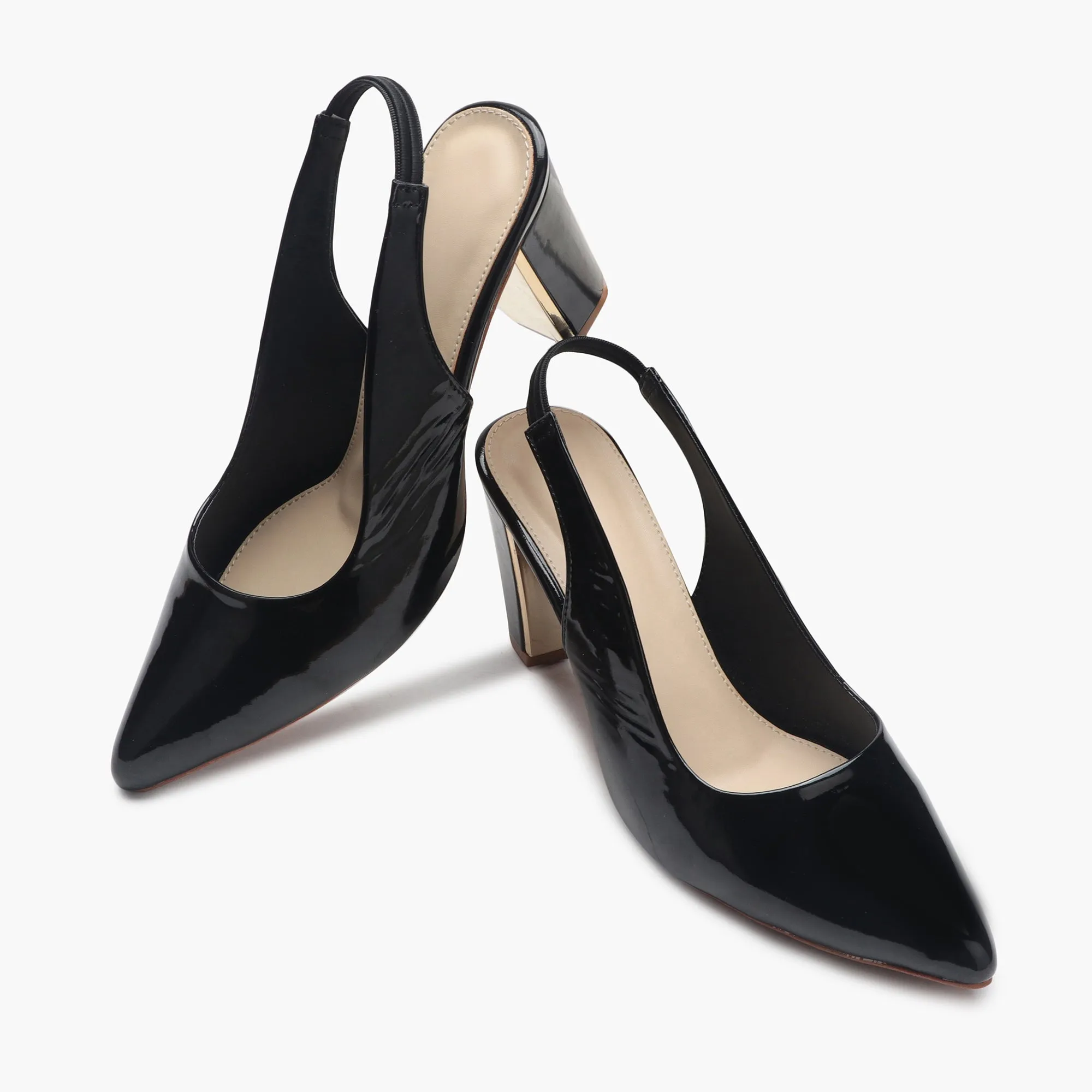 Slingback Patent Pumps