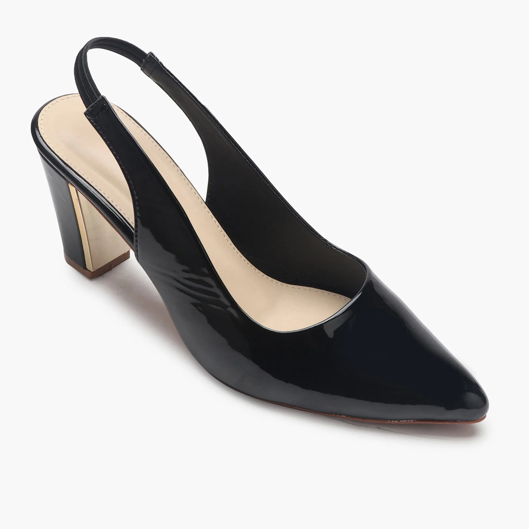 Slingback Patent Pumps
