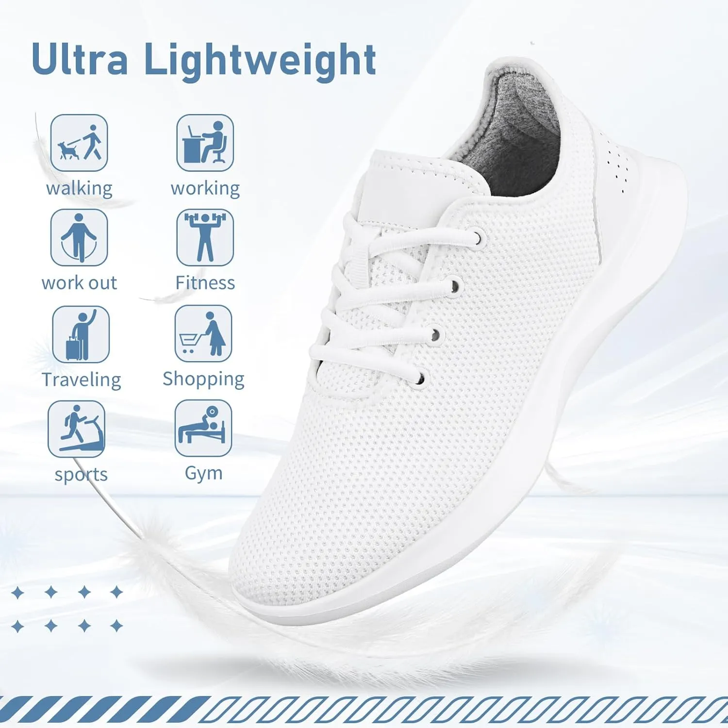 Sneakers for Women Men, Walking Shoes Tree Womens Runner Sneakers with Arch Support, Comfortable Lightweight Walking Sneakers, Non Slip Athletic Tennis Running Shoes for Gym Workout Yoga Walking