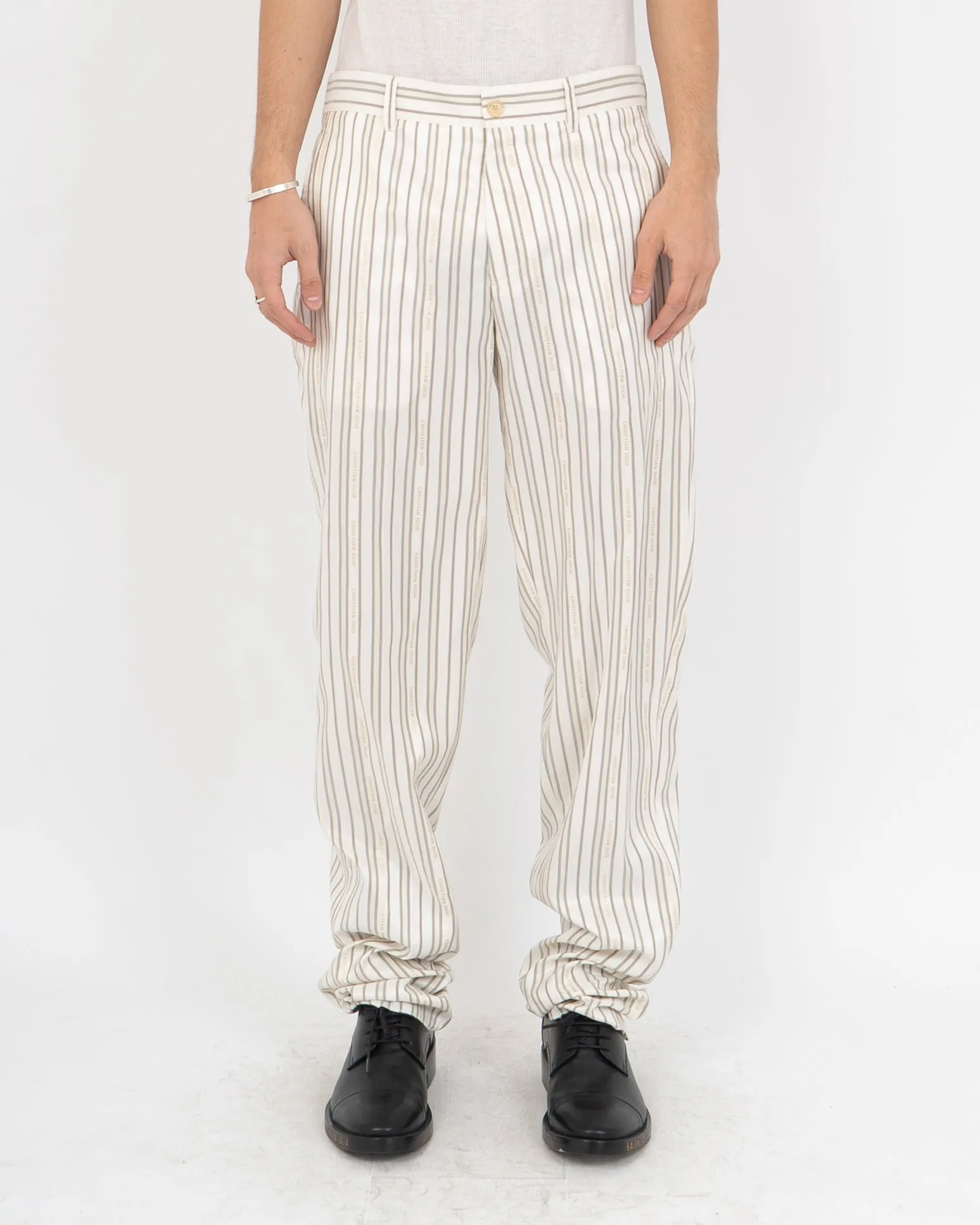 SS19 Christian Dior Logo Silk Trousers