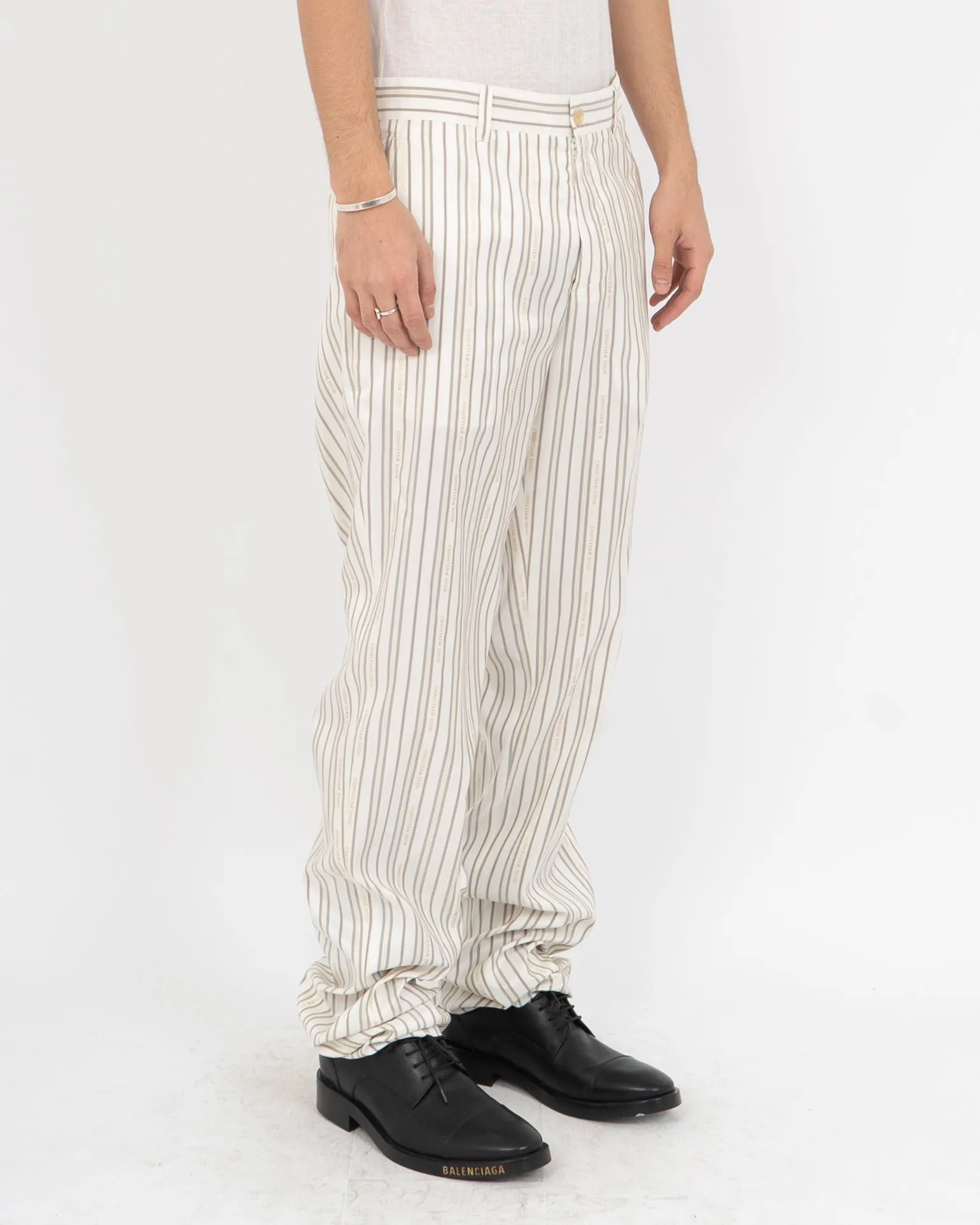 SS19 Christian Dior Logo Silk Trousers