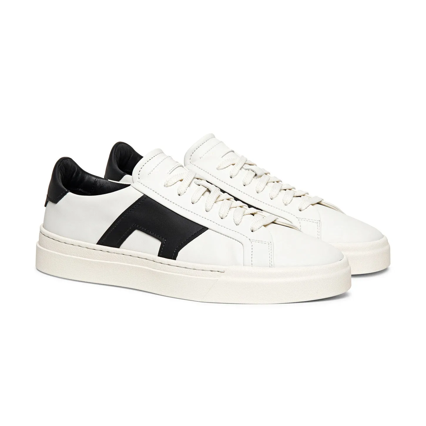 White and Black Leather Amelie Lace Up Sneakers - Summer 2024 Collection