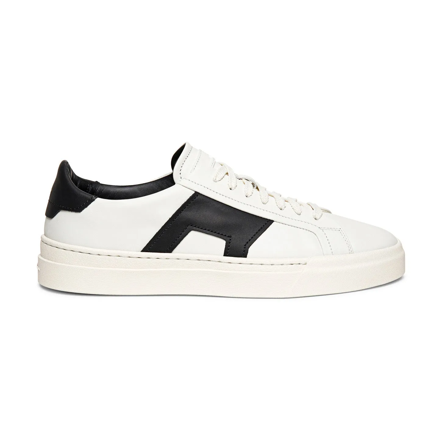 White and Black Leather Amelie Lace Up Sneakers - Summer 2024 Collection