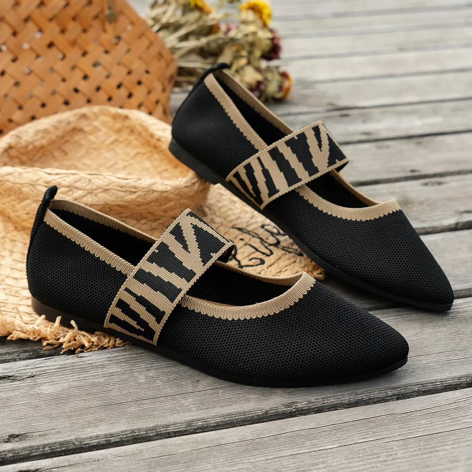 Women's Colour Blocking Lattice Shallow Mouth Hollow Flat Bottom Comfortable Single Elegant Shoes Trendy Slip on No Slip