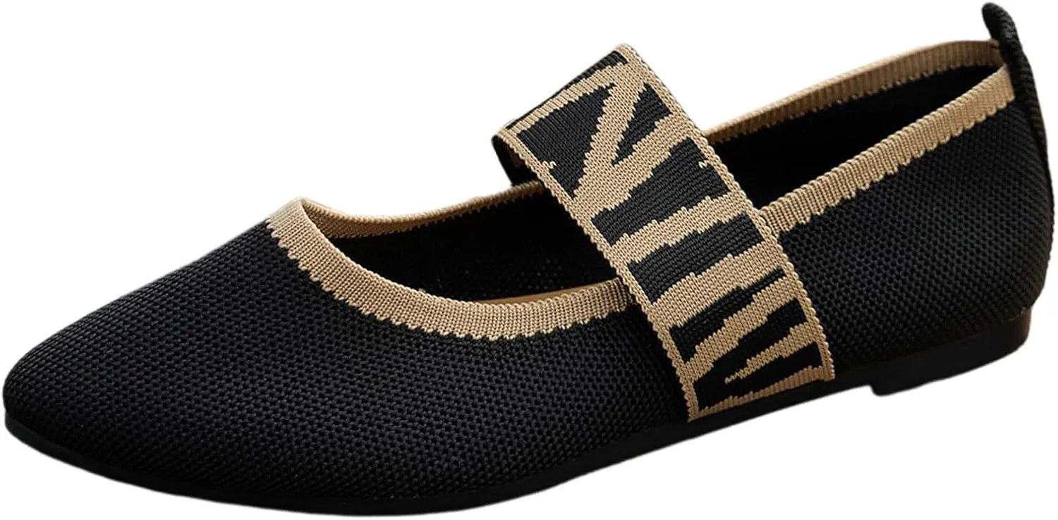 Women's Colour Blocking Lattice Shallow Mouth Hollow Flat Bottom Comfortable Single Elegant Shoes Trendy Slip on No Slip
