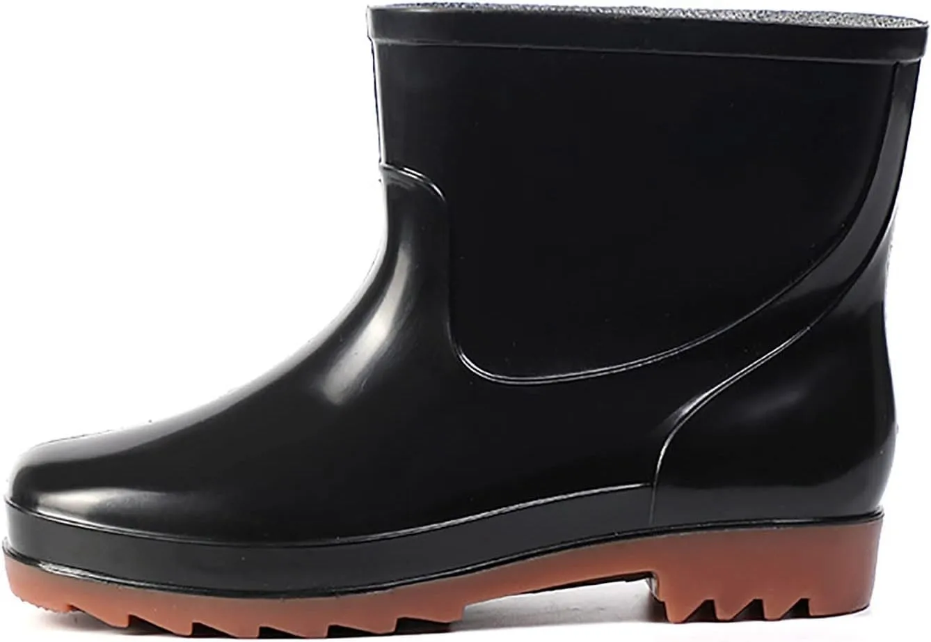 Womens Rain Boots Wide Calf Mens Grounded Footwear Booties with Heel Non Slip Work Barefoot Shoes Waterproof Rain and Garden Shoe for Women Outdoor Wide Calf Boots