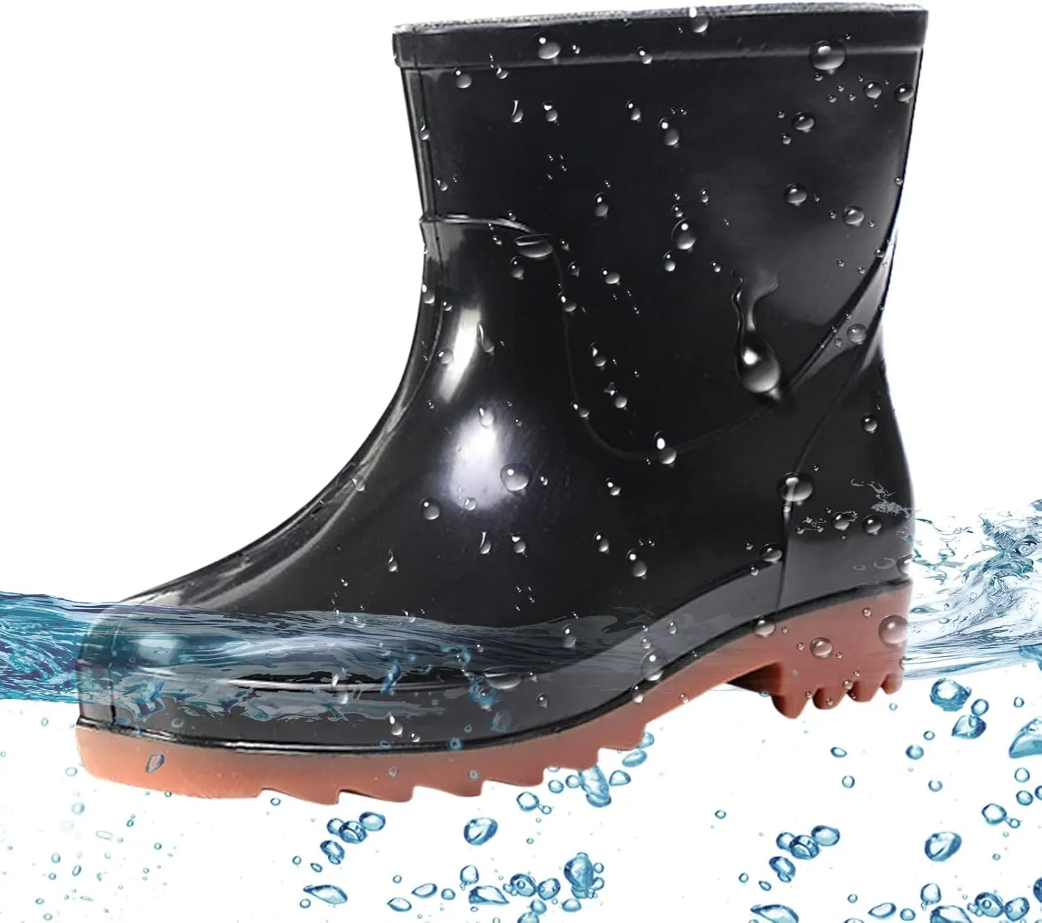 Womens Rain Boots Wide Calf Mens Grounded Footwear Booties with Heel Non Slip Work Barefoot Shoes Waterproof Rain and Garden Shoe for Women Outdoor Wide Calf Boots