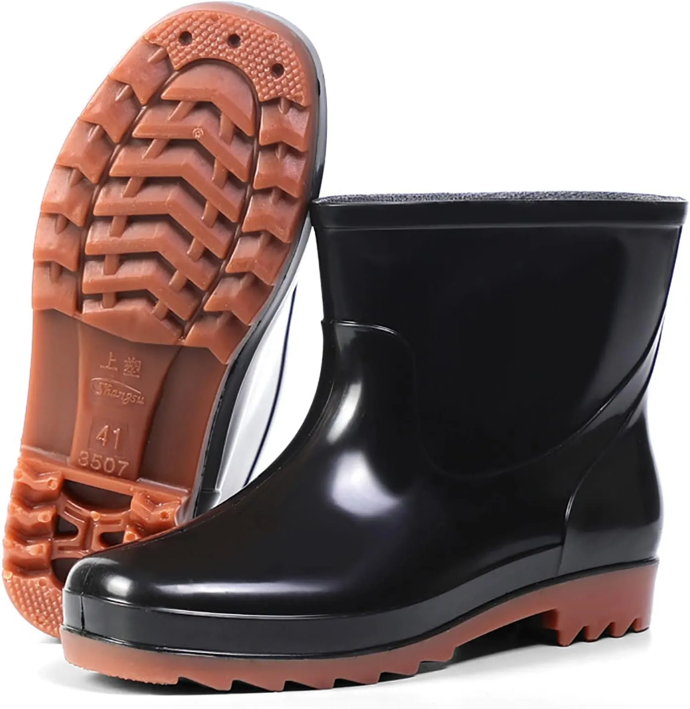 Womens Rain Boots Wide Calf Mens Grounded Footwear Booties with Heel Non Slip Work Barefoot Shoes Waterproof Rain and Garden Shoe for Women Outdoor Wide Calf Boots