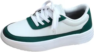 Women's Slip on Walking Shoes Dressy PU Leather Non Slip Vintage Wide Running Shoes Breathable Gym Workout Shoes Lightweight Sneakers Indoor Outdoor