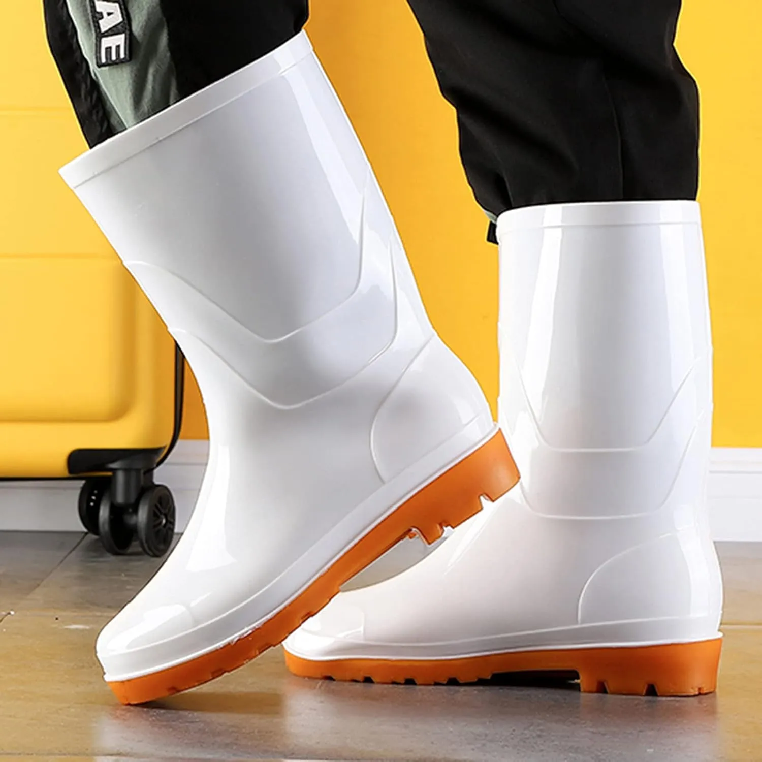 Yellow Rain Boots Womens Short Rain Boots Waterproof Garden Shoes Outdoor Rain Shoes for Hunting Gardening Farming